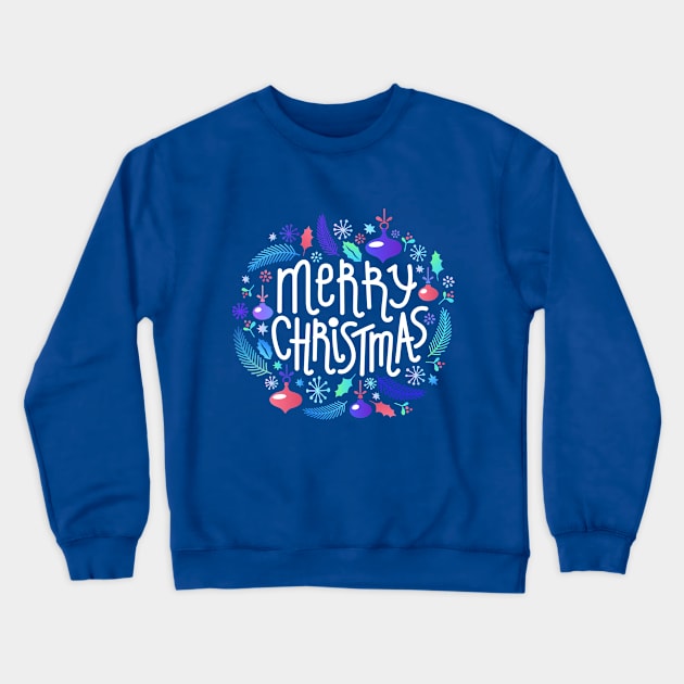 Merry Christmas Lettering #1 Crewneck Sweatshirt by worldnomadfolk@gmail.com